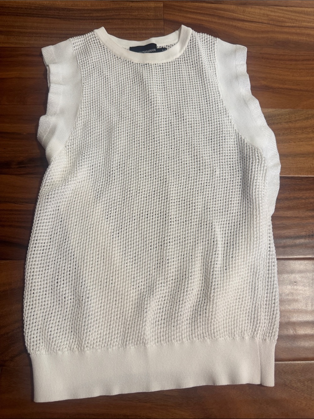 Emporio Armani White Sleeveless Knit Mesh Top